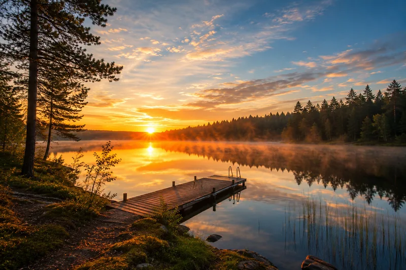 AI-generated Misty Lake Dawn
